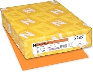 Neenah Astrobrights Premium Color Card Stock, 65 Lb, 8.5 X 11 Inches, 250 Sheets, Cosmic Orange