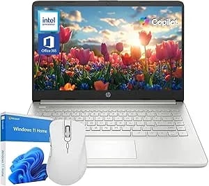 Hp Ultrabook 14 Laptop Computer Business Study & Home 2026, Ms Office For The Web + win11 Home, Quad-Core Intel Cpu, 128gb Ssd, Wifi 6, Bundle Thunderobot Wireless Mouse