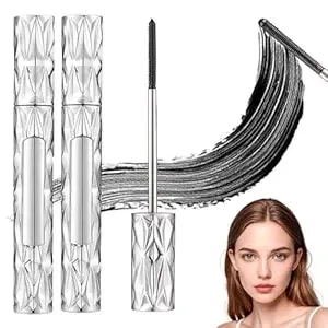 Eyelash Primer Wand Mascara,Waterproof Quick Drying Curling Mascara,Long-Lasting Non-Smudged Magic Tubing Mascaras For Daily Makeup (Black/2pcs)