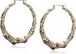 Guess Metal Hoops Women'S Bamboo Hoop Earrings, Gold, One Size