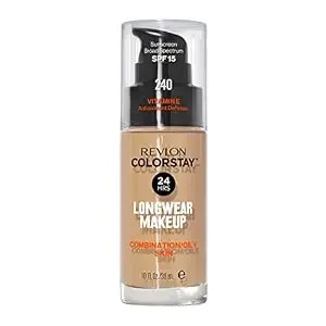 Revlon Colorstay Longwear Makeup Combo/Oily, 240 Medium Beige, 1 Fl Oz - Longwear Foundation For Combination & Oily Skin With Spf 15. Medium-Full Coverage, Matte Finish. Up To 24hr Wear.