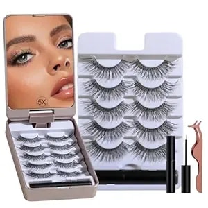 Bs-Mall False Eyelashes – Wispy Lashes 100% Handmade Natural Look, Reusable & Durable, Includes 5x Magnifying Mirror And Application Kit (style03)