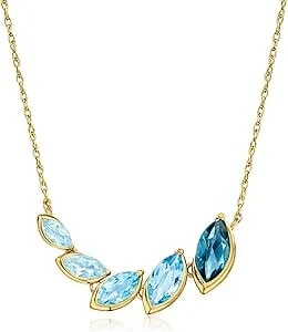 Ross-Simons 3.50 Ct. T.W. Tonal Blue Topaz Necklace In 18kt Gold Over Sterling. 18 Inches