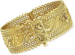 Ross-Simons 18kt Gold Over Sterling Wide Filigree Bangle Bracelet