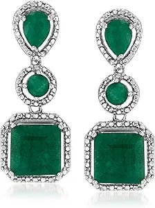 Ross-Simons Pair Of Gemstone Drop Earrings In Sterling Silver