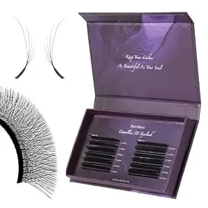 Decemars Multi-Length 5d Camellia Eyelash Extensions 0.07 C Curl 8-13mm Mixed Tray Y Shaped Natural Soft Volume False Eyelashes Matte Black Wispy Easy Fan Yy Lashes (5d-0.07mm-C, 8-13mm Mix)