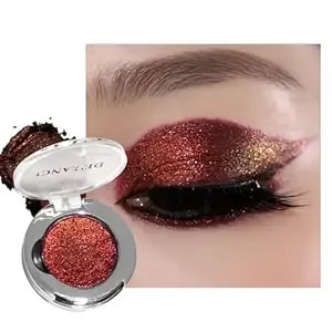 De'Alnci Single Gothic Dark Red Eyeshadow, Metallic Deep Red Glitter Eyeshadow, Highly Pigmented Long Lasting Gold Sparkly Eye Shadow, For Festival Punk Sfx Makeup, Create Multi-Dimensional Eye Looks
