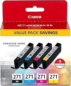 Canon Cli-271 Genuine Bk/Cmy 4 Color Value Pack, Compatible With mg6820, mg6821, mg6822, mg5720, mg5721, mg5722, mg7720, ts5020, ts6020, ts8020, And ts9020 (Optional) Printers