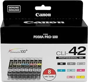 Canon CLI-42 Genuine Eight Color Pack, Compatible With Pixma PRO-100 Printers