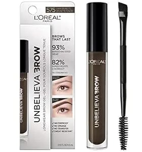 L'Oreal Paris Unbelieva-Brow Longwear Waterproof Tinted Brow Gel, Smudge-Resistant, Transfer- Proof, Quick Drying, Easy And Quick Application With Precise Brush, Dark Brunette, 0.15 Fl. Oz.
