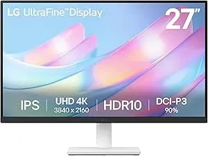 LG 27US500-W Ultrafine Monitor 27-Inch 4K UHD (3840x2160) HDR10 IPS Borderless Design Reader Mode Flicker Safe Switch App HDMI Displayport - White