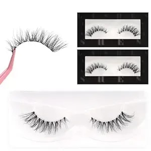 Veleasha Natural Lashes Wispy Eyelashes With Clear Band Luxurious Cat Eye False Eyelashes Handemade 6-15mm Short Lash Strips Soft Lightweight Fake Eyelashes With Thin Band 2 Pairs Pack (Clear 01)