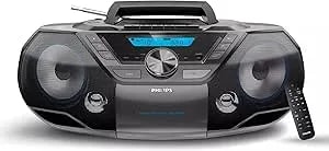 Philips Portable CD Player Boombox Bluetooth With Cassette Player All In One Powerful Stereo Boom Box CD Player For Home Mega Bass Reflex Speakers, Radio/USB/MP3/AUX Input With Backlight LCD Display
