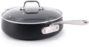 All-Clad ha1 Expert Hard Anodized Nonstick Sauté Pan With Lid (4 Qt, 12") Dishwasher-Friendly, Oven-Safe Up To 500°F & Compatible With All Stovetops (Gas, Electric & Induction) - Black