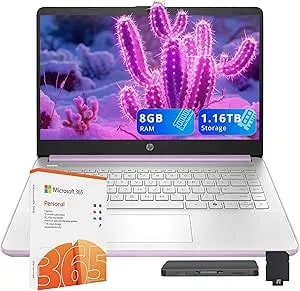 Hp Stream 14" Hd Laptop For Student & Business, Intel Processor n150, 8gb Ram, 1.16tb Storage (128gb Ufs+1tb Docking Station Set), Intel Graphics, 1 Year Office 365, Copilot, Wi-Fi 6, Win 11 S, Purple