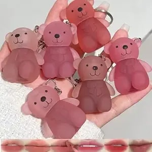 Velvet Matte Liquid Lipstick, 6 Colors Waterproof Long Lasting Lip Gloss Lip Stain, Cute Bear 2 In 1 Key Chain Lip Gloss, Korean Lip Glaze Natural Lip Makeup