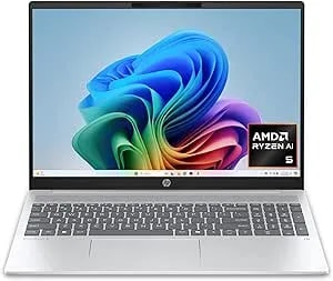 Hp Omnibook 5 16 Inch Next Gen Ai Pc, 2k Display, Amd Ryzen 5 340, 16 Gb Ram, 512 Gb Ssd, Radeon 840m Graphics, Windows 11 Home, With 50 Tops Npu, Glacier Silver, 16-ag1000nr
