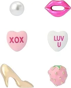 Betsey Johnson Jewelry Women'S Sweetheart Lips 6-Single Stud Earring Set