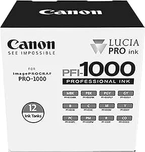 Canon PFI-1000 Genuine Twelve Ink Pack, Compatible With Compatible With Imageprograf PRO-1000 Printers