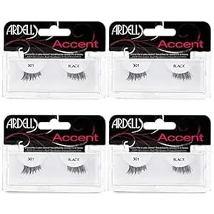 Ardell Accent Half Lashes 301 - Natural Cat Eye Lashes Wispy False Eyelashes For Outer Corner Volume, 4 Pack