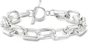 Ross-Simons Sterling Silver-Plated Link Toggle Bracelet