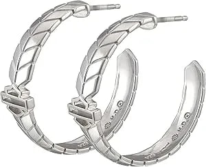 Harley-Davidson Women'S Insignia Bar & Shield Hoop Earrings, Sterling Silver