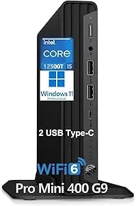 Hp Pro Mini 400 g9 Business Mini Desktop Computer, Intel 6-Core i5-12500t, 16gb ddr4 Ram, 256gb Pcie Ssd, 2 Type-C, Hdmi, 2 Displayport, Wifi 6, Bluetooth, Keyboard & Mouse, Windows 11 Pro