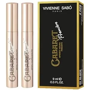 Vivienne Sabó Cabaret Premiere Black Mascara, Volume And Length, Defining, Curling, No Flaking, No Clumping, Smudge Proof, Washable, Cruelty-Free, Made In Europe, (01 Black), 0.6 Fl Oz, 2 Pack