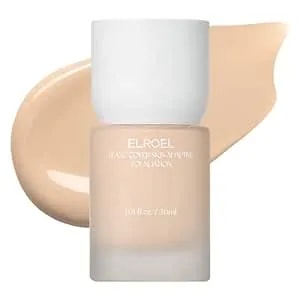 Elroel Blanc Cover Skin Foundation - K-Beauty Skincare Liquid Foundation Makeup With Panax Ginseng, Niacinamide & Collagen - Lightweight, Buildable 24hr Hydrating Wear 1.01 Fl Oz (#200)
