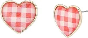 Betsey Johnson Women'S Betsey'S Backyard Gingham Heart Stud Earrings