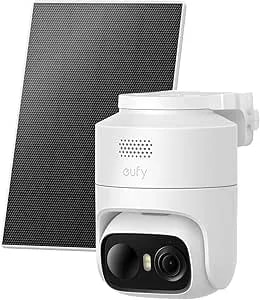 Eufy Security Eufycam c37, Wireless Outdoor Security Camera, 360° Pan & Tilt Ai Tracking, 2k Solar Camera, Human/Pet/Vehicle Detection, Flexible Solar Panel, Color Night Vision, No Monthly Fee