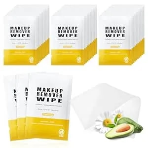 Pack Of 200 Makeup Remover Wipes Individually Wrapped,Chamomile Scent,Face Cleansing Wipes Bulk, Travel Towelette Makeup Remover Cloth For Face Cleansing Skin Care Remove Makeup