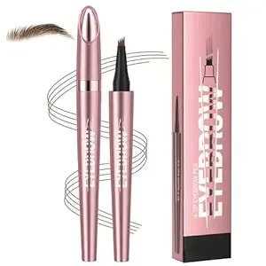 New Microblading Eyebrow Pen, Upgraded 4-Tip 3d Waterproof Eyebrow Pencil, Premium Eye Brow Pen Natural Magic Eyebrow Makeup Fine Stroke Contouring Pencil Long-Lasting Stay On All Day (Light Brown)