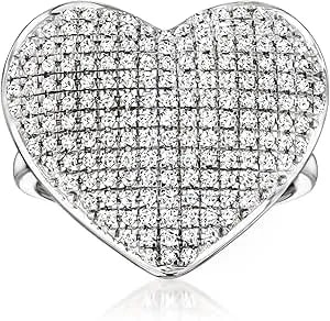 Ross-Simons 1.00 Ct. T.W. Pave Diamond Heart Ring In Sterling Silver