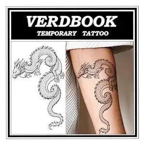 Semi Permanent Tattoos, 2 Sheets Temporary Tattoo Kit With Realistic Body Stickers, Long Lasting 1-2 Weeks, Fake Tattoo For Women Men Adult, Waterproof & Non-Reflective, Oriental Dragon