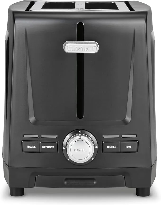 Cuisinart Core Collection 2-Slice Toaster - Extra-Long Slots For Artisan Bread, Bagel - High-Lift Quickview™ - Single Slice & Defrost Function - +30sec Toast Boost - Removable Crumb Tray, Black