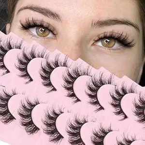 Veleasha Lashes Cat Eye Lash 3d False Eyelashes Manga Lashes Strips Short Lash Soft Fake Eyelash Mulitple Natural Eyelashes With Cotton Band 8 Pairs Pack (Vixen)
