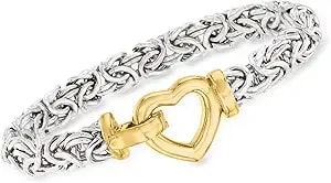 Ross-Simons Two-Tone Sterling Silver Byzantine Heart Bracelet