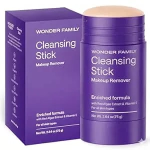 Cleansing Balm Makeup Remover Stick - Balm-To-Milk Cleansing Gel Stick For Travel, Face Cleanser For Dry & Sensitive Skin Types, Removes Makeup, Paraben & Sulfate Free, Vitamin E + Red Algae