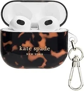 Kate Spade New York Airpods Protective Case With Keychain Ring - Tortoiseshell, Compatible With Airpods 3rd Generation