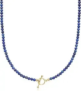 Ross-Simons 3.5-4mm Lapis Bead Charm-Compatible Toggle Necklace In 18kt Gold Over Sterling
