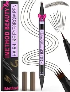 Imethod Eyebrow Pen - Eyebrow Pencil Magic 2-In-1 Eye Brow Pencils For Women With 4-Fork-Tip And Precise Brush-Tip Create Natural Hair-Like Brows, Last All Day, Microblading Eyebrow Pen, Dark Brown