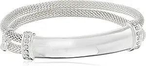 Nine West Women'S Crystal Bar Stretch Bracelet Silver Tone