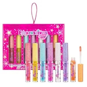 Expressions Girl 7pc Fruity Flavored Lip Gloss Set - Lip Gloss In Assorted Fruity Flavors, Non Toxic Makeup For Kids & Teens
