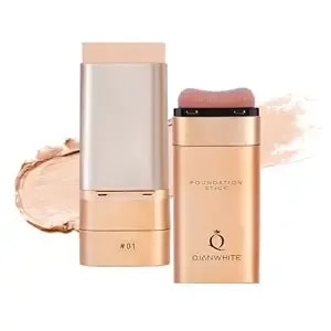Foundation Stick Korean Makeup - Foundation For Mature Skin Tint, Buildable Light To Full Coverage Foundation Make Up Concealer, Dual-Ended With Brush - Natural Dewy Finish (Ivory)