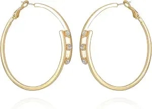 Vince Camuto Goldtone 3-Stone Hoop Earrings