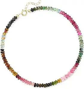 Ross-Simons 17.00 Ct. T.W. Multicolored Tourmaline Bead Anklet With 14kt Yellow Gold. 9 Inches
