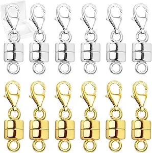 Mkcyd Magnetic Necklace Clasps And Closures With Lobster Clasp - 14k Gold And Silver Magnetic Jewelry Clasps For Necklace Extender Bracelet, Extra Strong Magnet Clasp Converters For Women