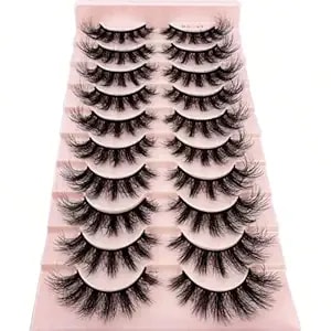 Diy Eyelash 10 Pairs 3d Imitation Mink False Eyelashes - Natural Thick Fluffy Dramatic Lashes, Lightweight Reusable Eyelash Extensions For Sensitive Eyes, Daily/Party Makeup (xk43)