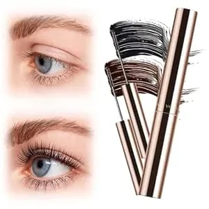 Ultra-Fine Lengthening Waterproof Quick-Dry Mascara, Waterproof Quick Drying Curling Mascara, Iron Mascara, 3d Curling Eyelash Long, Lasting Smudge-Proof No Clumping (Black+Brown)
